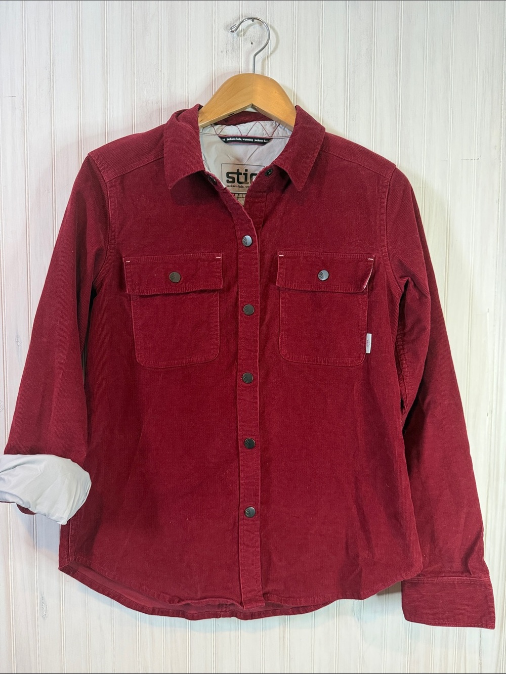STIO WOMENS CORDUROY SNAP FRONT SARATOGA SHIRT SHACKET MEDIUM